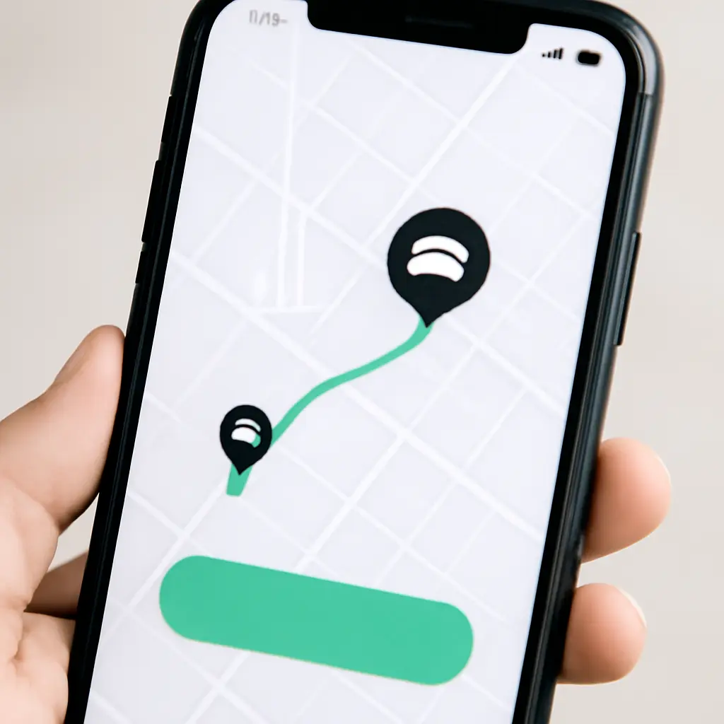 Экран мобильного приложения Мобильный телефон с приложением вызова водителя на экране