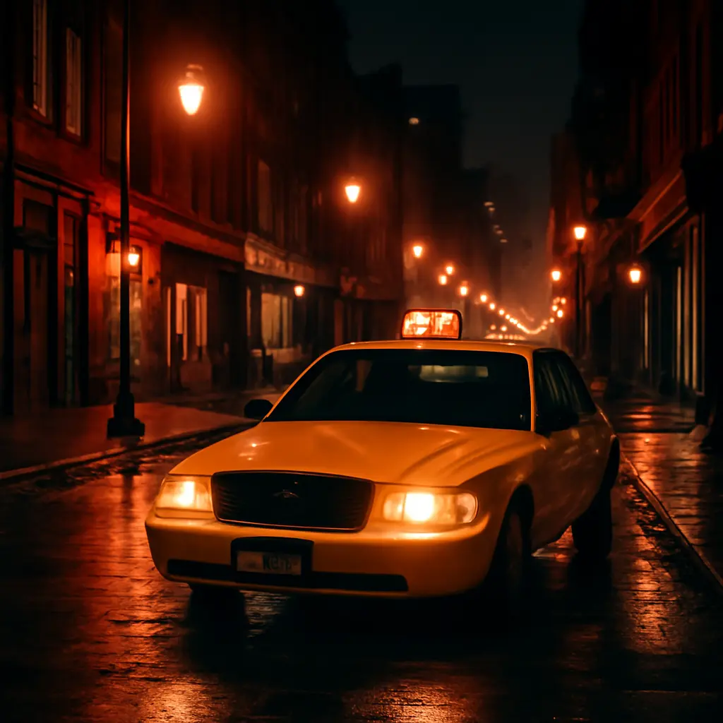 Такси в ночном городе, безопасный выбор после праздника